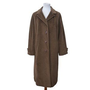 Vintage Del Costa Kajjmir Brown Long Jacket Trench Cashmere Overcoat suede like
